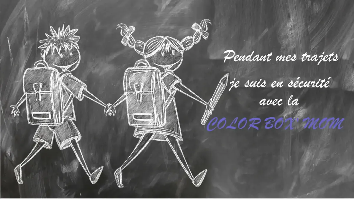 Dessin d’enfants : pendant mes trajets je suis en sécurité avec la Color Box Mom